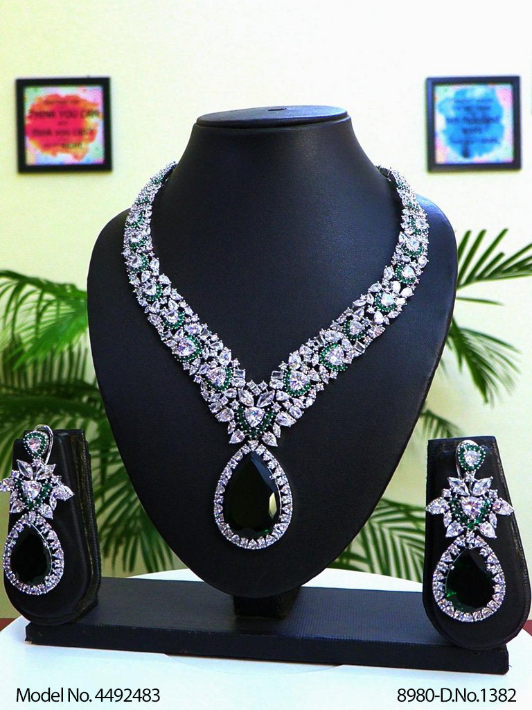 Fashion Necklace Set | Artificial Diamonds / Zircons - View A