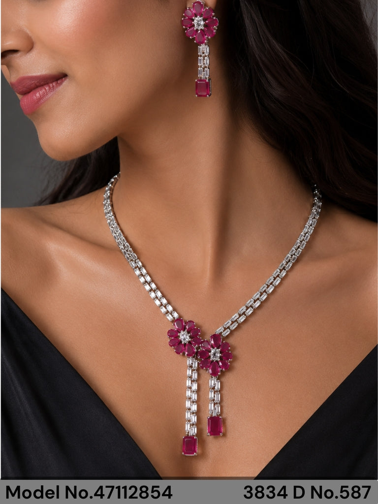 Classic Necklace | AD Jewellery | Handcrafted - Amaara World