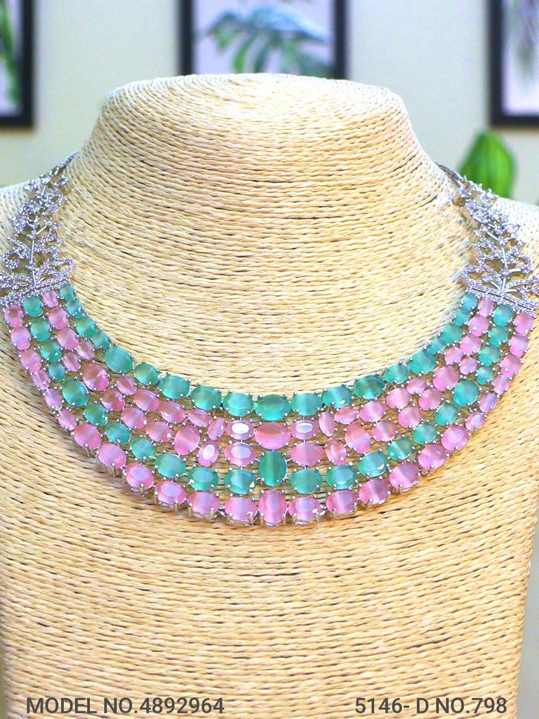 Fashion Necklace Set | Artificial Diamonds / Zircons - View A