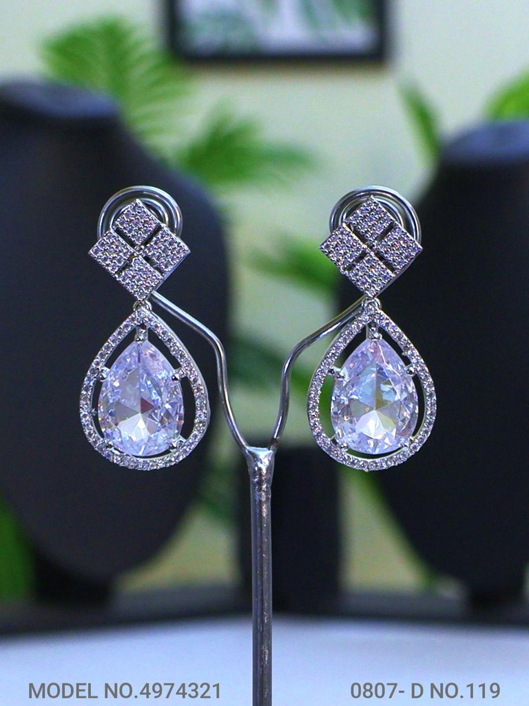 Real Zircon Long Fashion Earrings - Amaara World