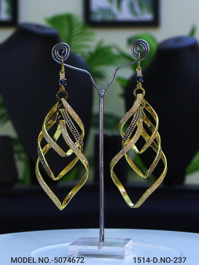 Cz Designer Long Earrings