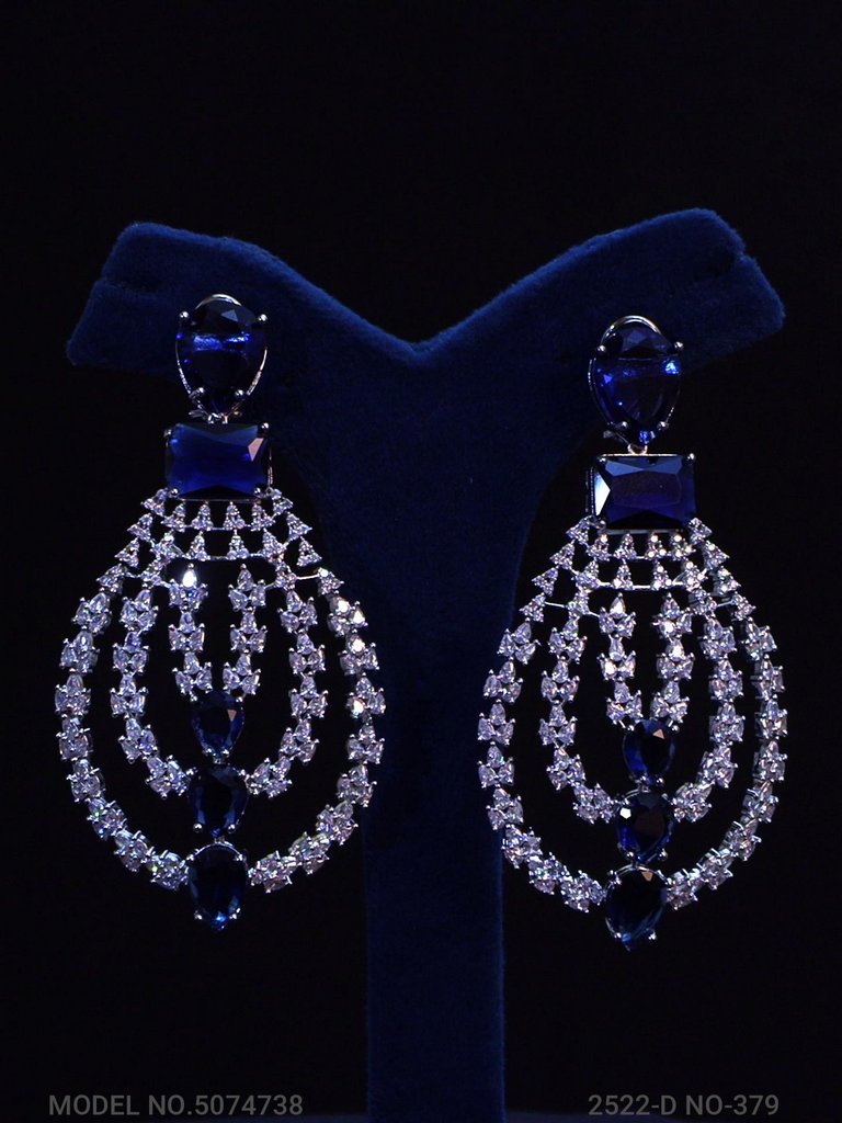 Cz Designer Long Earrings - View A