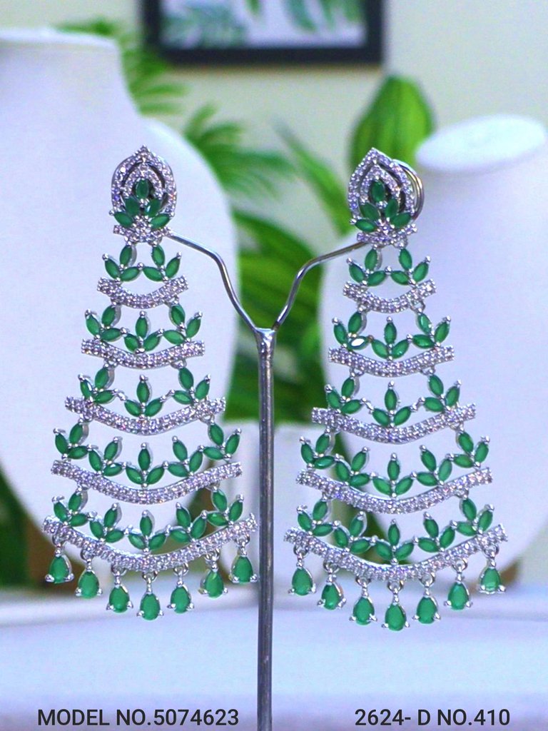 Statement Earrings with AD stones - View A