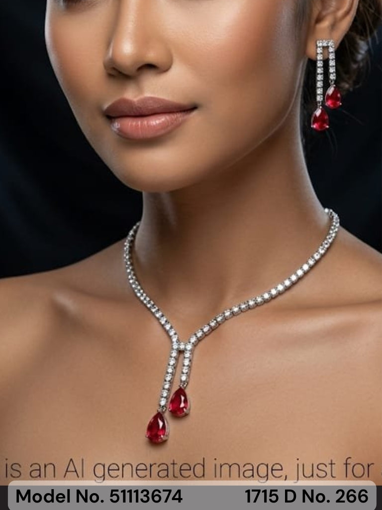 American Diamond Necklace Set | Wonderful Gift Item - Style 3 - Amaara World