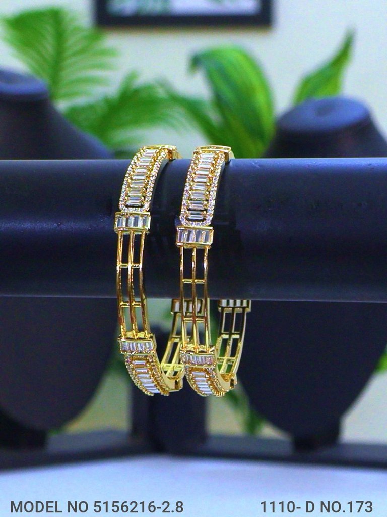 Golden Spark CZ Bangles - Amaara World