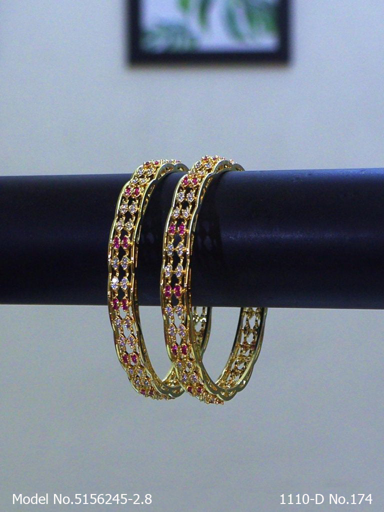 Golden Spark CZ Bangles - Amaara World USA - SKU 5156245