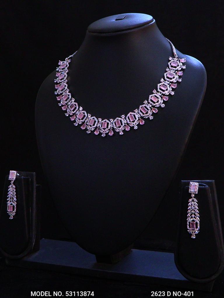 Light weighted CZ Necklace Set - View A