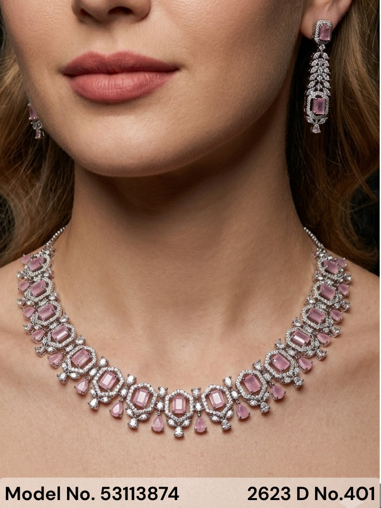 Light weighted CZ Necklace Set - Amaara World
