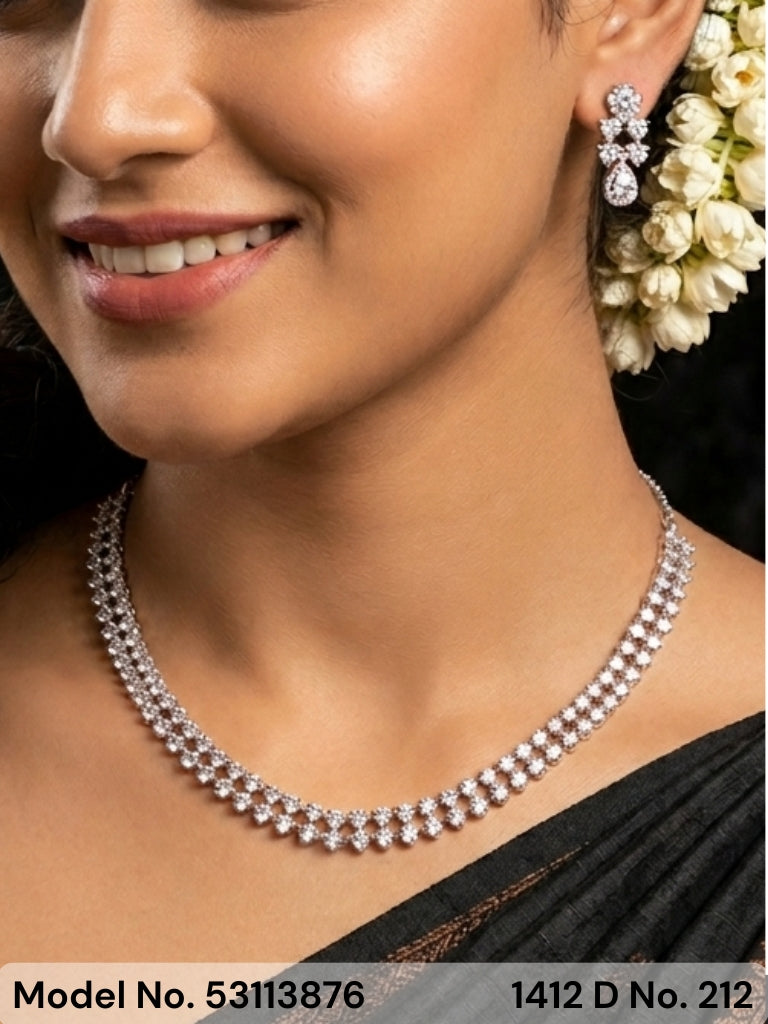 Classic Necklace | AD Jewellery | Handcrafted - Amaara World