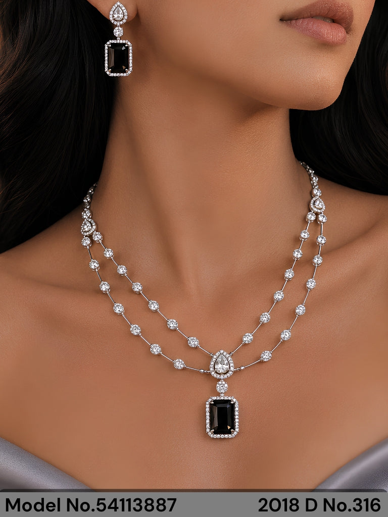 Classic Necklace | AD Jewellery | Handcrafted - Amaara World