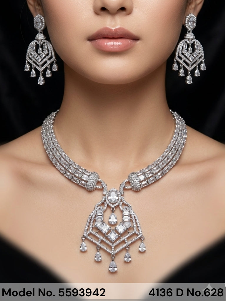 Traditional Design | American Diamond Jewelry Set - Amaara World