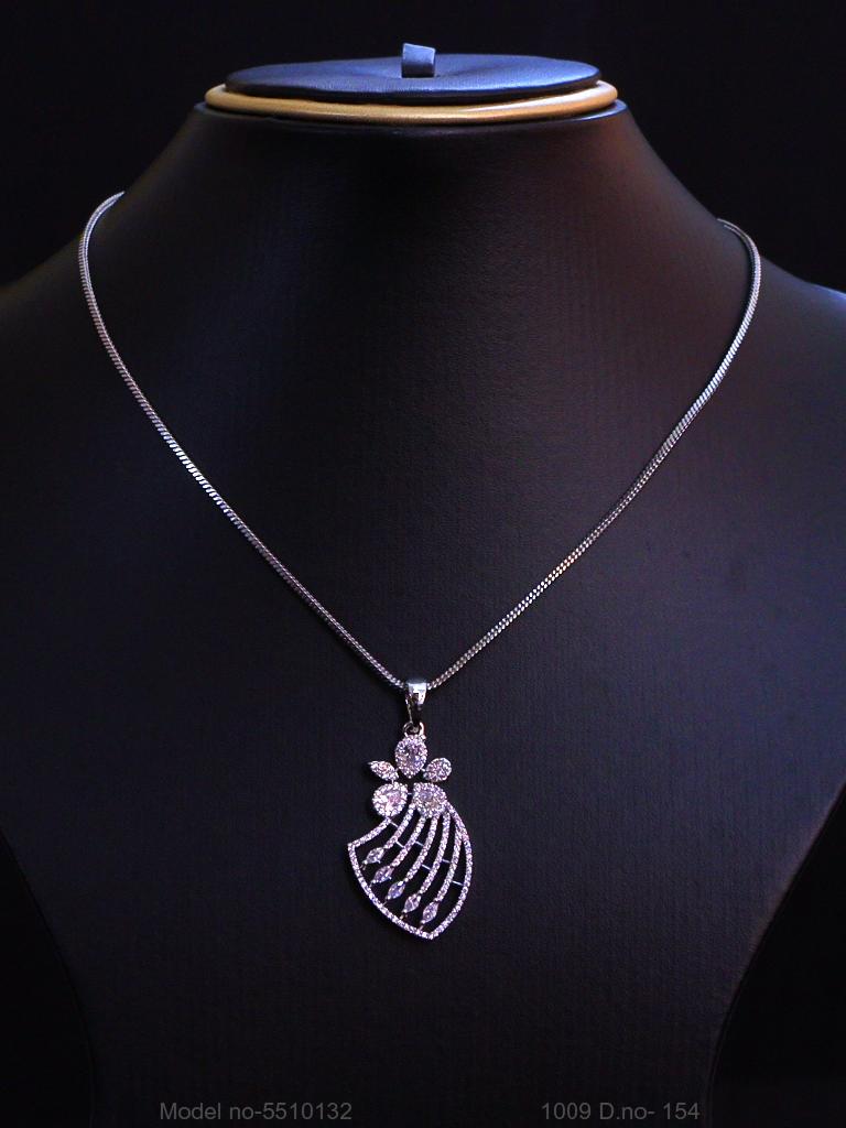 American Diamond Pendant Set - View A
