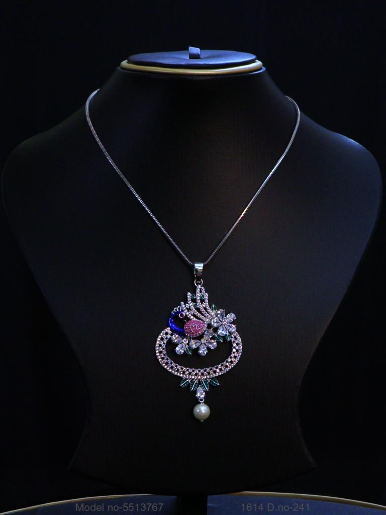 American Diamond Pendant Set - View A