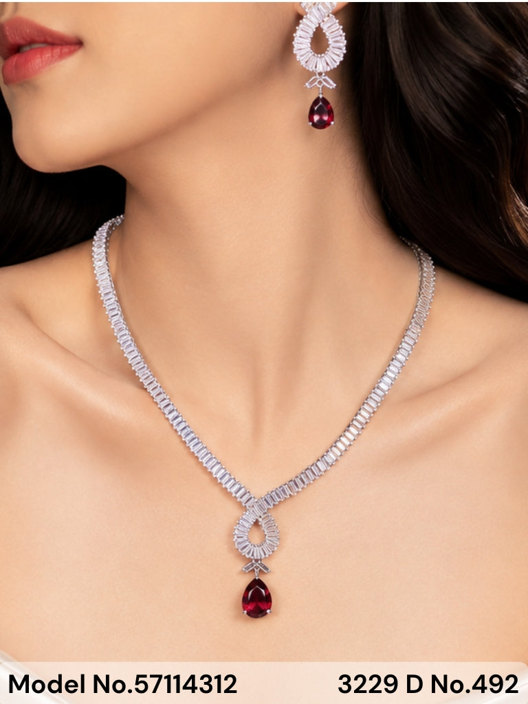 Light weighted CZ Necklace Set - Style 2 - Amaara World
