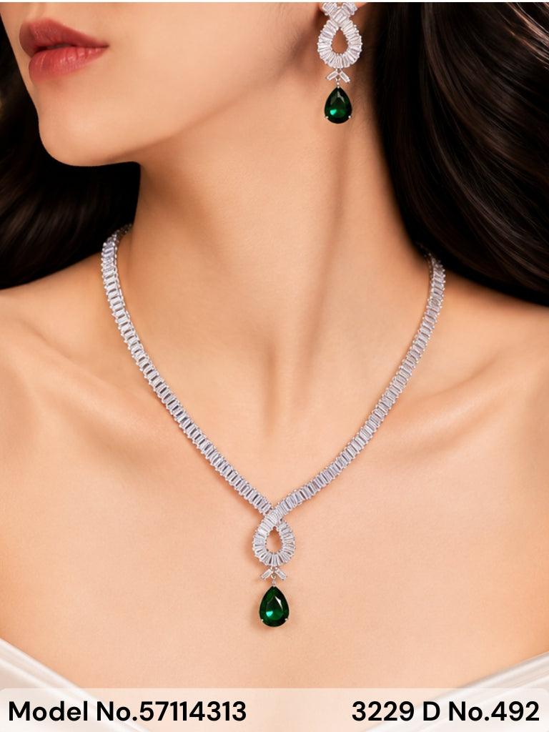 Light weighted CZ Necklace Set - Style 3 - Amaara World
