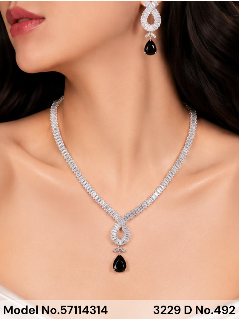 Light weighted CZ Necklace Set - Style 4 - Amaara World