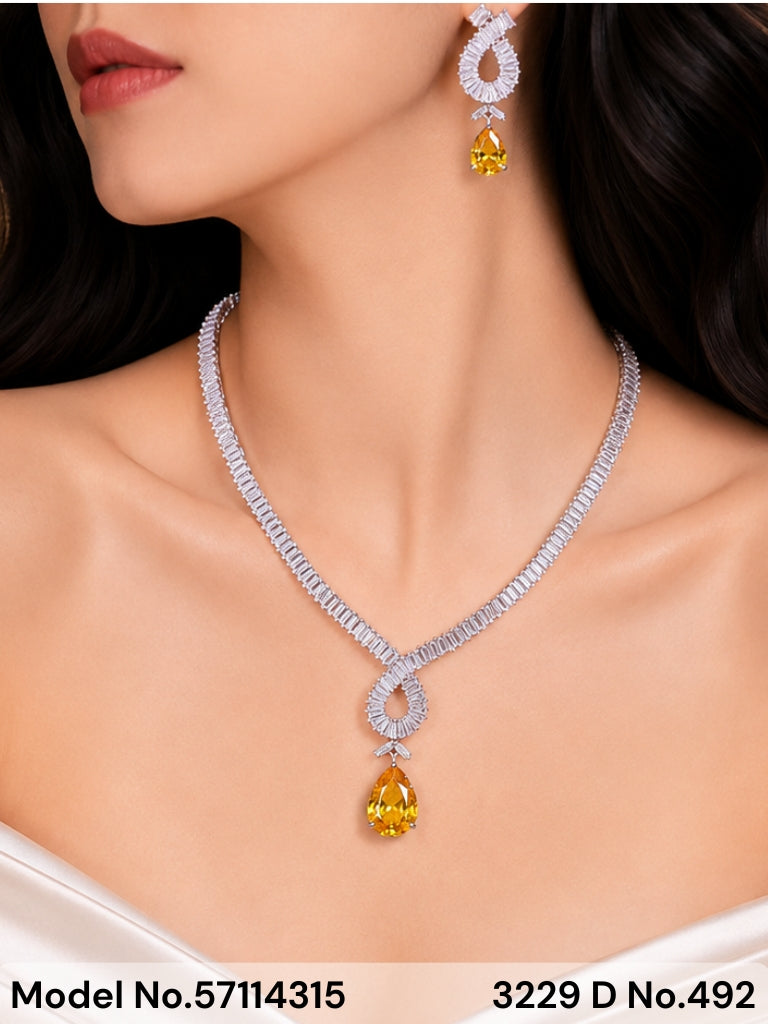 Light weighted CZ Necklace Set - Style 5 - Amaara World