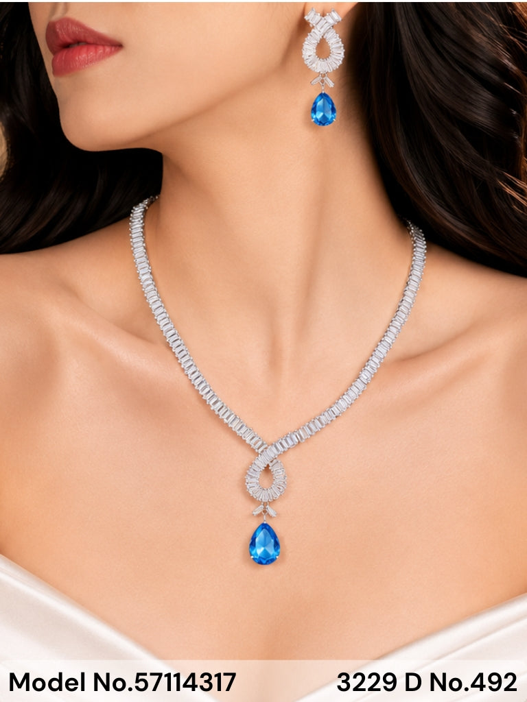Light weighted CZ Necklace Set - Style 7 - Amaara World
