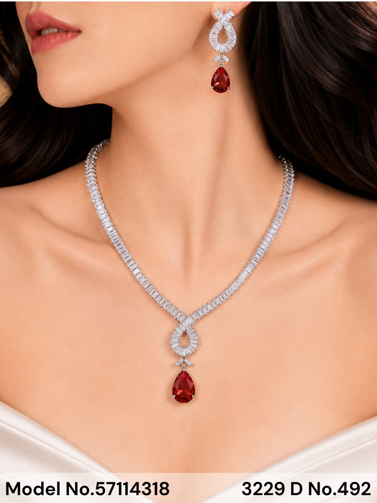 Light weighted CZ Necklace Set - Style 8 - Amaara World