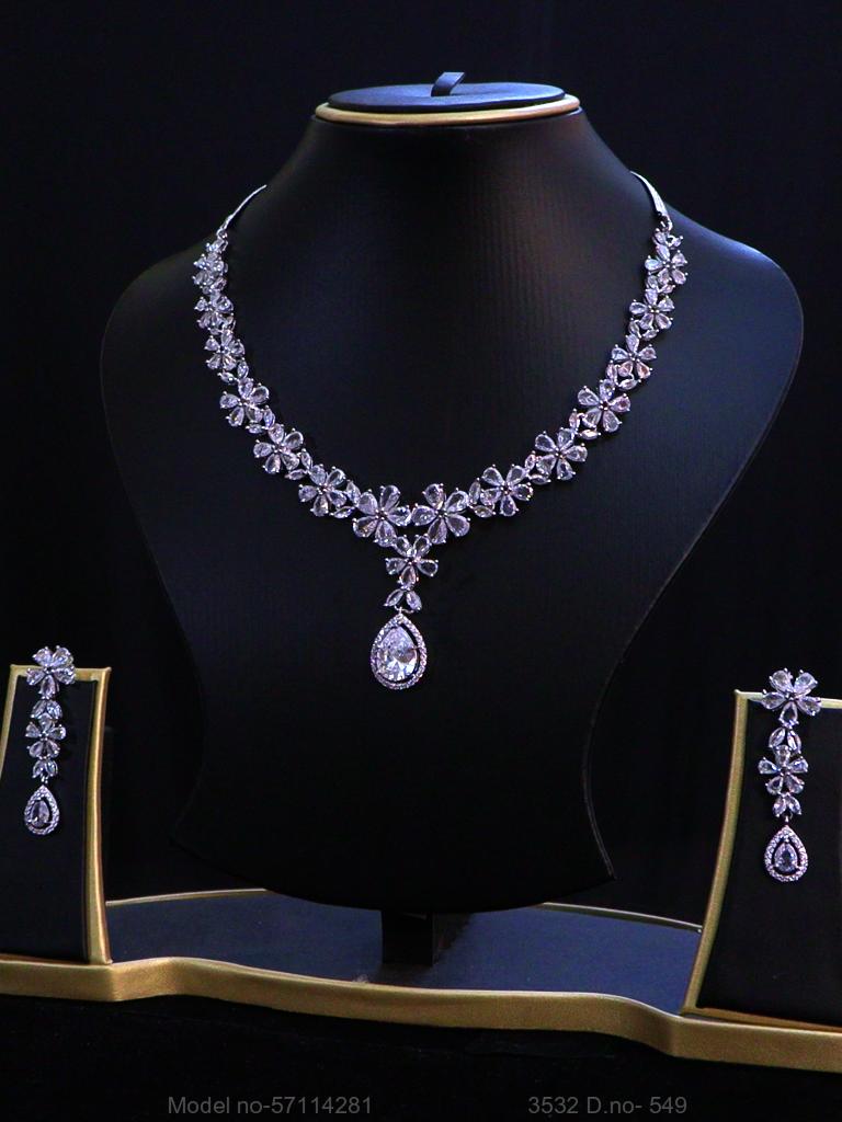 Classic yet Trendy | Cz Fashion Necklace Set - View A