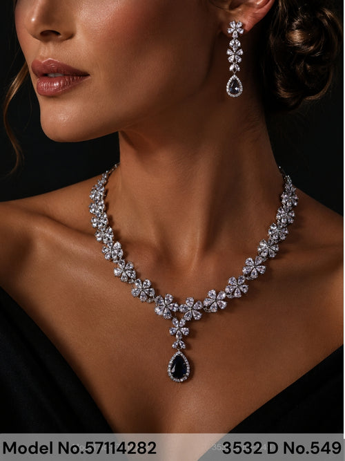 Classic yet Trendy | Cz Fashion Necklace Set - Style 2 - Amaara World