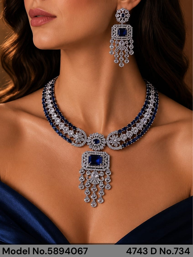 Traditional Design | American Diamond Jewelry Set - Style 2 - Amaara World