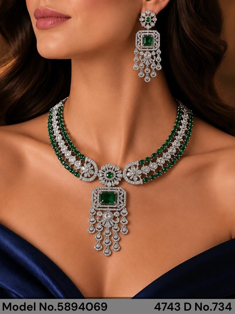 Traditional Design | American Diamond Jewelry Set - Style 4 - Amaara World