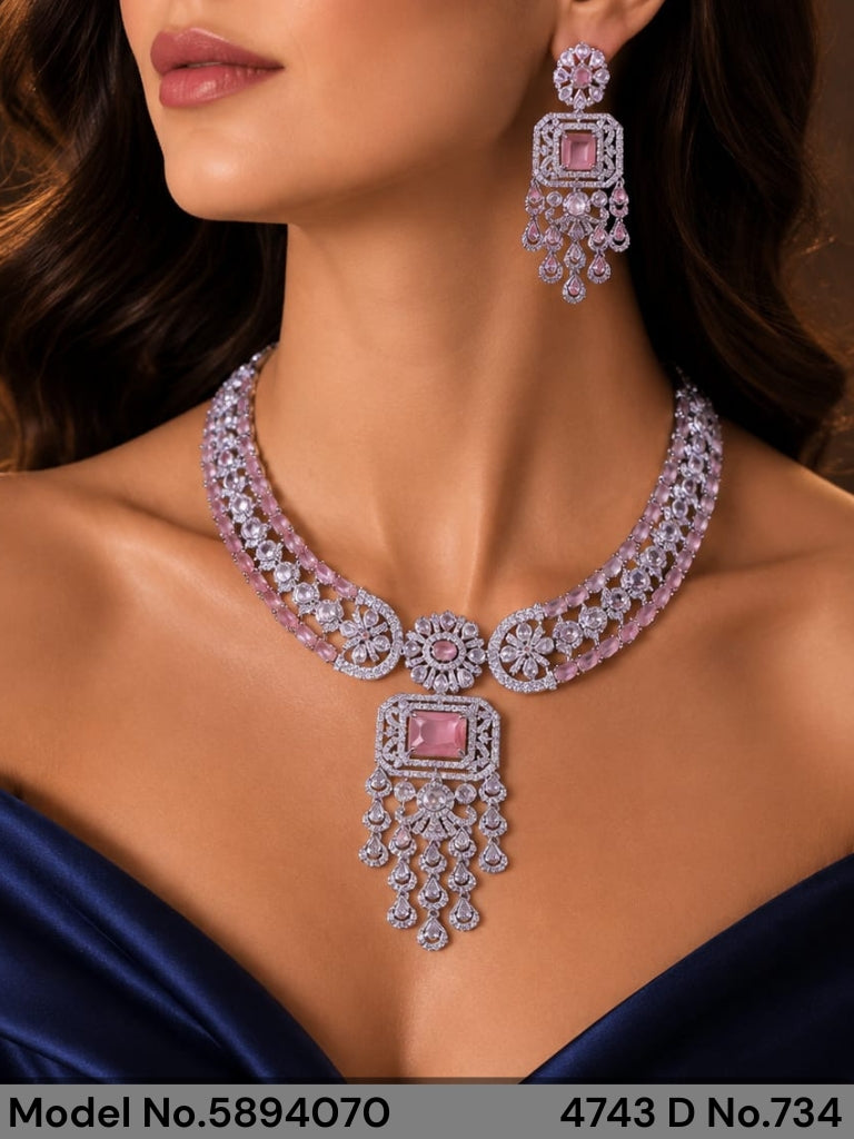 Traditional Design | American Diamond Jewelry Set - Style 5 - Amaara World