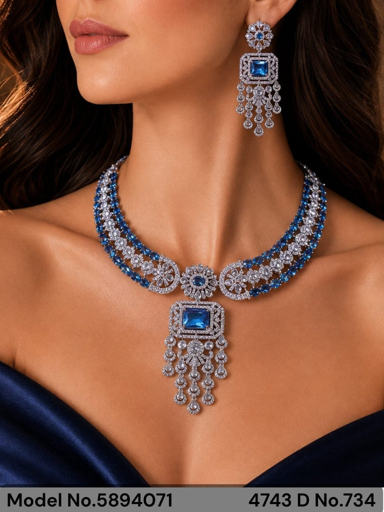 Traditional Design | American Diamond Jewelry Set - Style 6 - Amaara World