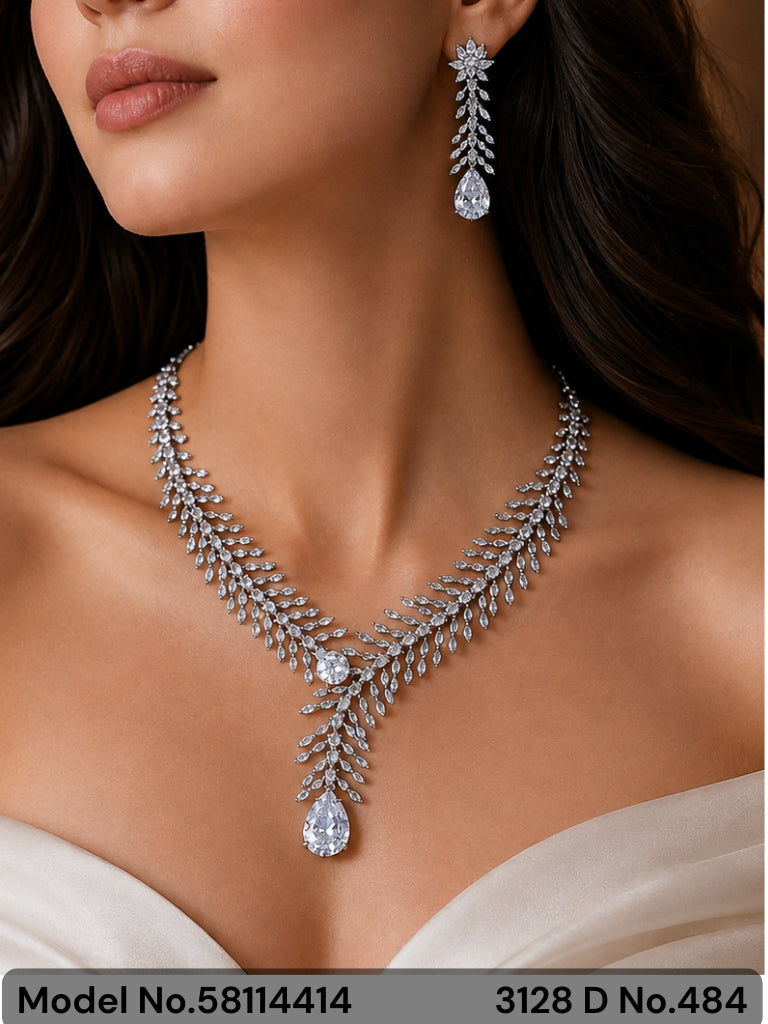 Classic yet Trendy | Cz Fashion Necklace Set - Style 1 - Amaara World