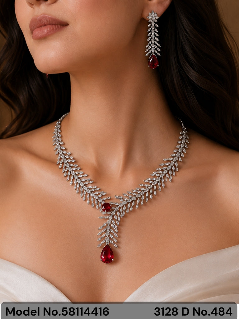 Classic yet Trendy | Cz Fashion Necklace Set - Style 3 - Amaara World