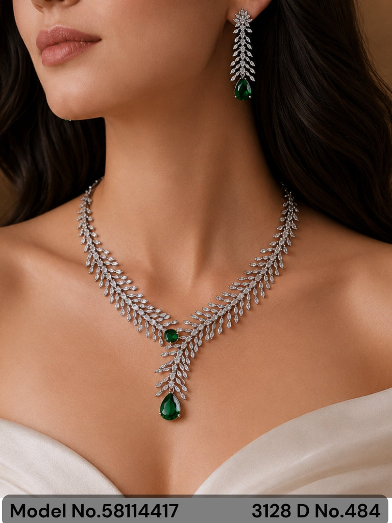 Classic yet Trendy | Cz Fashion Necklace Set - Style 4 - Amaara World