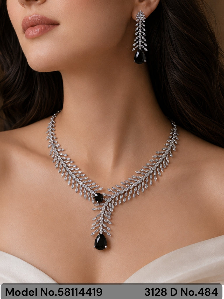 Classic yet Trendy | Cz Fashion Necklace Set - Style 6 - Amaara World
