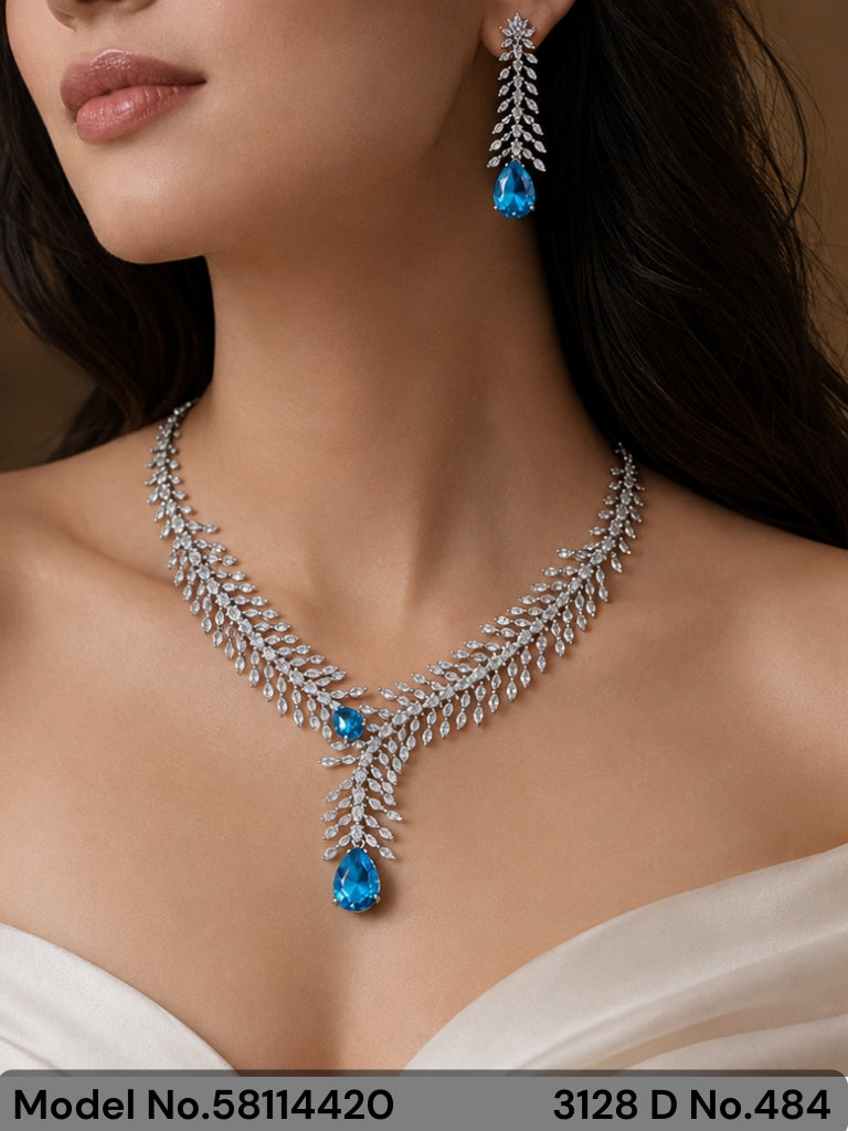 Classic yet Trendy | Cz Fashion Necklace Set - Style 7 - Amaara World