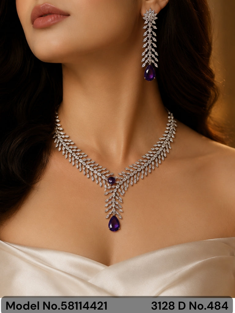 Classic yet Trendy | Cz Fashion Necklace Set - Style 8 - Amaara World