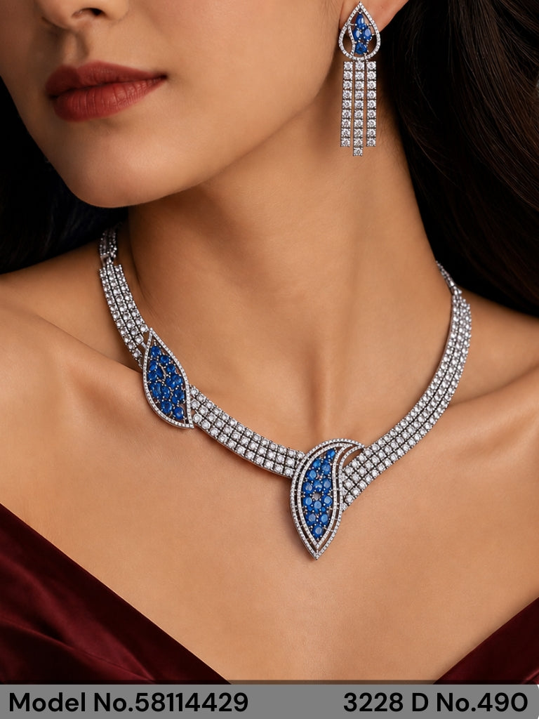 Classic Necklace | AD Jewellery | Handcrafted - Amaara World
