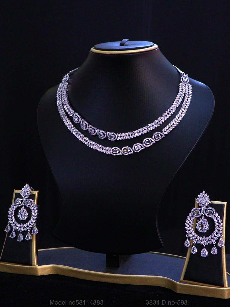 Classic yet Trendy | Cz Fashion Necklace Set - View A