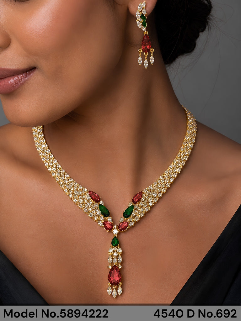 Traditional Design | American Diamond Jewelry Set - Amaara World