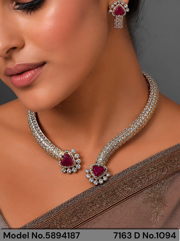 Fashion Necklace Set | Artificial Diamonds / Zircons - Amaara World