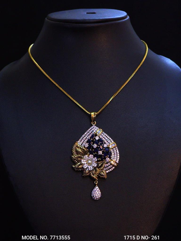American Diamond Pendant Set - View 2 - Amaara World