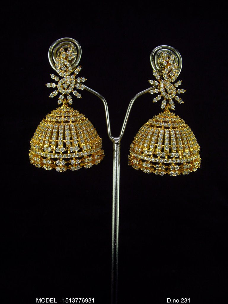 Cz Designer Long Earrings - Amaara World