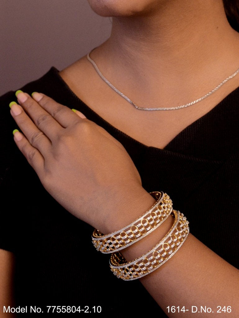Golden Spark CZ Bangles - View 2 - Amaara World