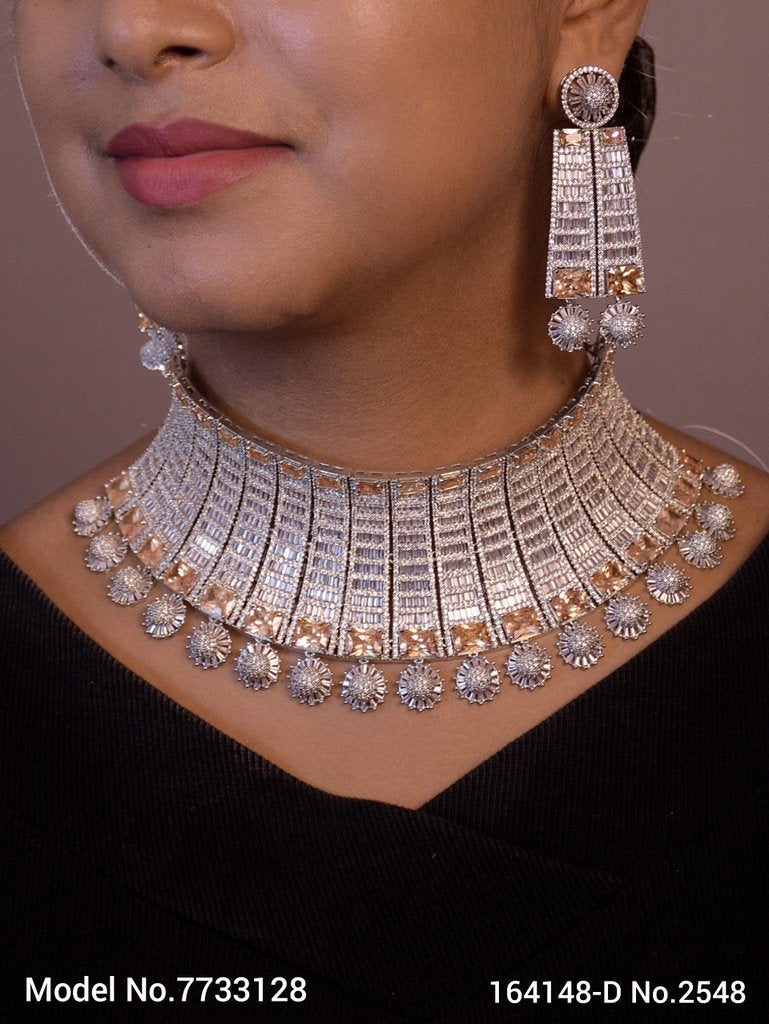 Articfical Diamond AD Necklace Set - 7733127 - Color variant
