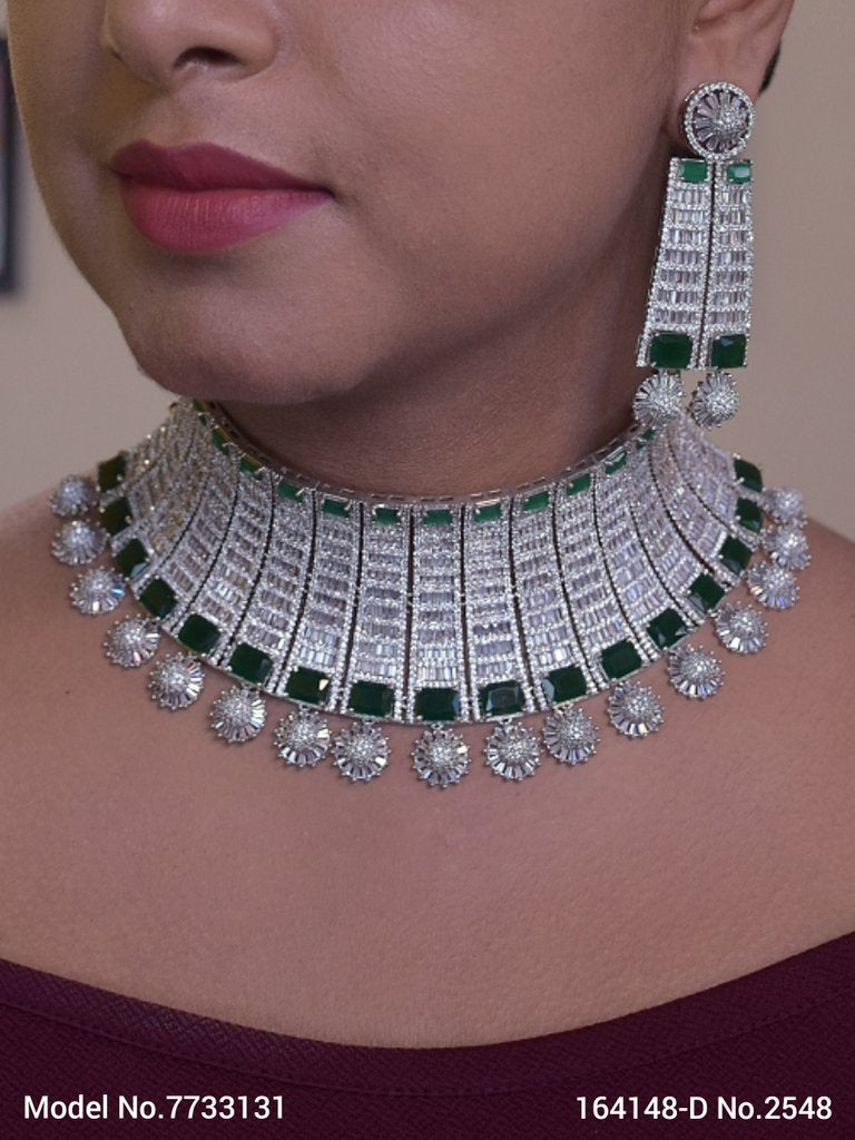 Articfical Diamond AD Necklace Set - 7733127 - Color variant