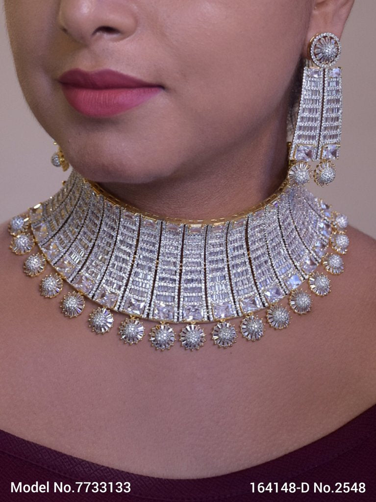 Articfical Diamond AD Necklace Set - 7733127 - Color variant