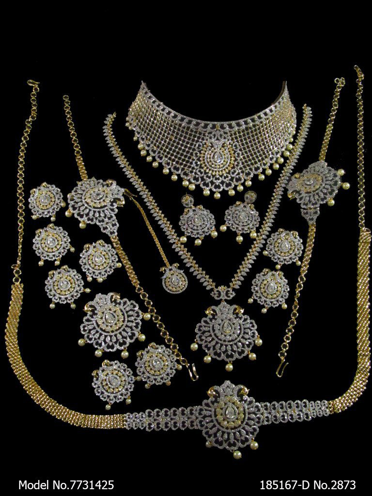 American Diamond Handcrafted Jewelry Set - 7731425 - View 1
