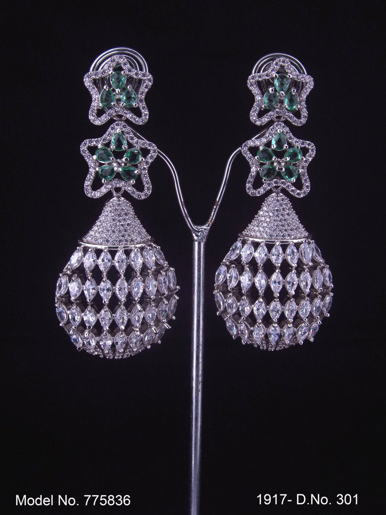 Original Zircon Long Earrings - View A