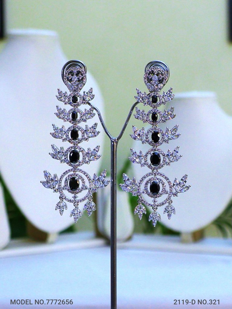 Real Zircon Long Fashion Earrings - Amaara World