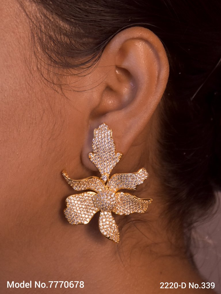 Statement Earrings with AD stones - View A