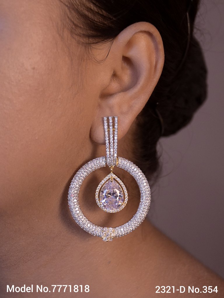 Cz Designer Long Earrings - View A